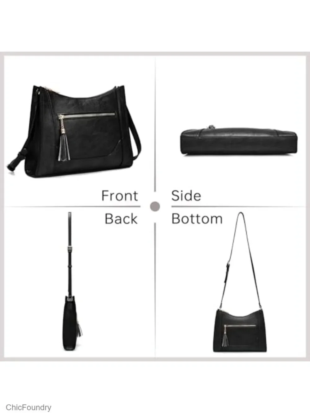 Medium Faux Leather Tassel Crossbody Purse with Adjustable Strap